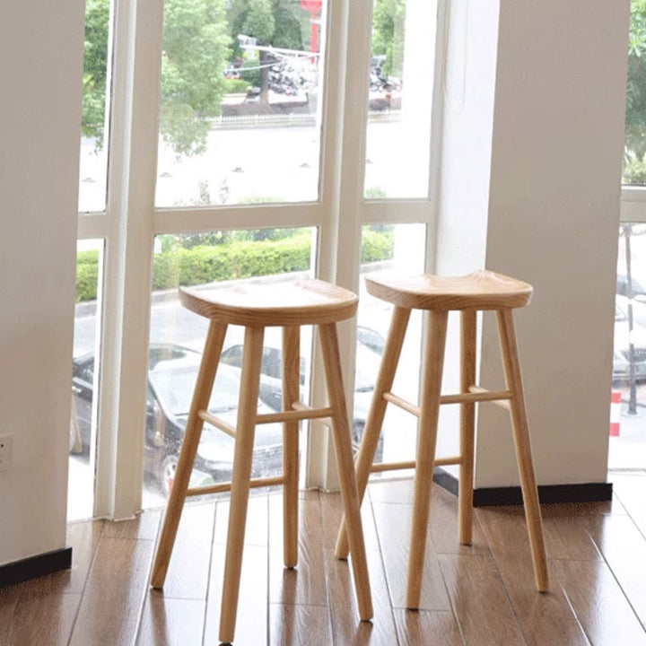 Modern Minimalist Solid Wood Ergonomic Bar Stool With Footrest For Dining Room