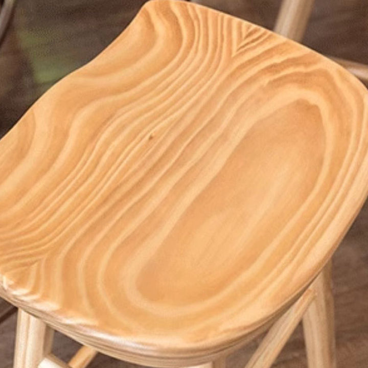 Modern Minimalist Solid Wood Ergonomic Bar Stool With Footrest For Dining Room