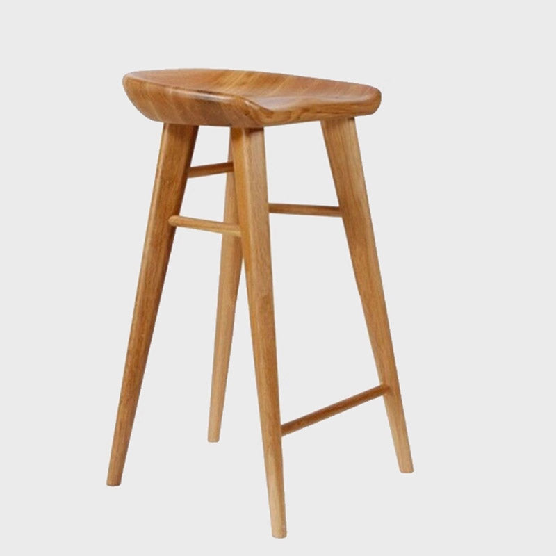 Modern Minimalist Solid Wood Ergonomic Bar Stool With Footrest For Dining Room