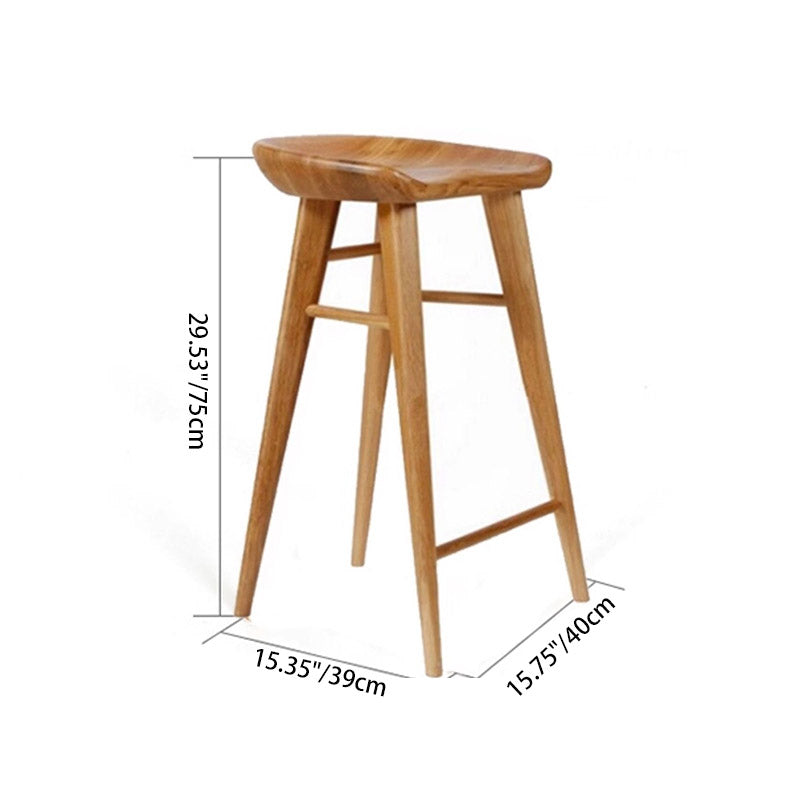 Modern Minimalist Solid Wood Ergonomic Bar Stool With Footrest For Dining Room