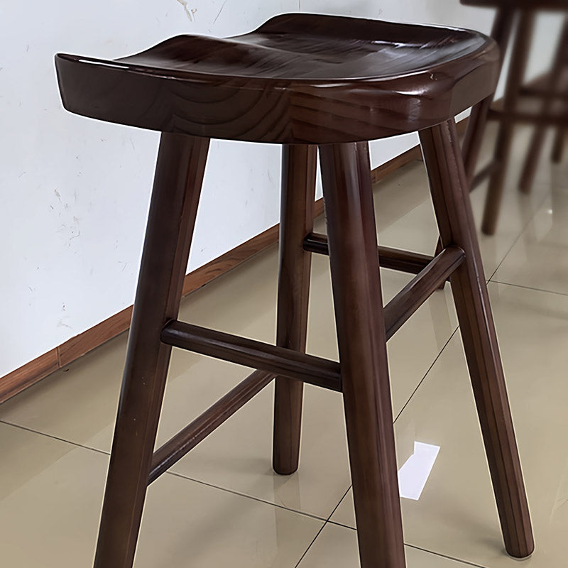 Modern Minimalist Solid Wood Ergonomic Bar Stool With Footrest For Dining Room