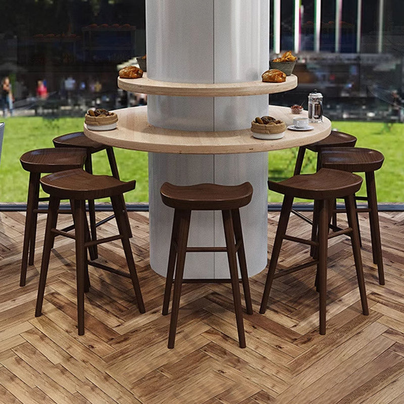 Modern Minimalist Solid Wood Ergonomic Bar Stool With Footrest For Dining Room