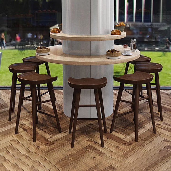Modern Minimalist Solid Wood Ergonomic Bar Stool With Footrest For Dining Room