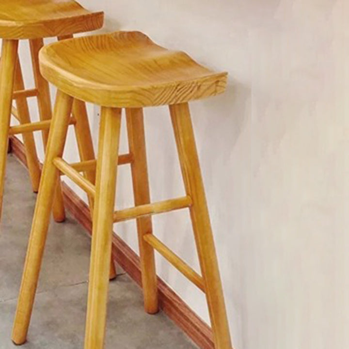Modern Minimalist Solid Wood Ergonomic Bar Stool With Footrest For Dining Room