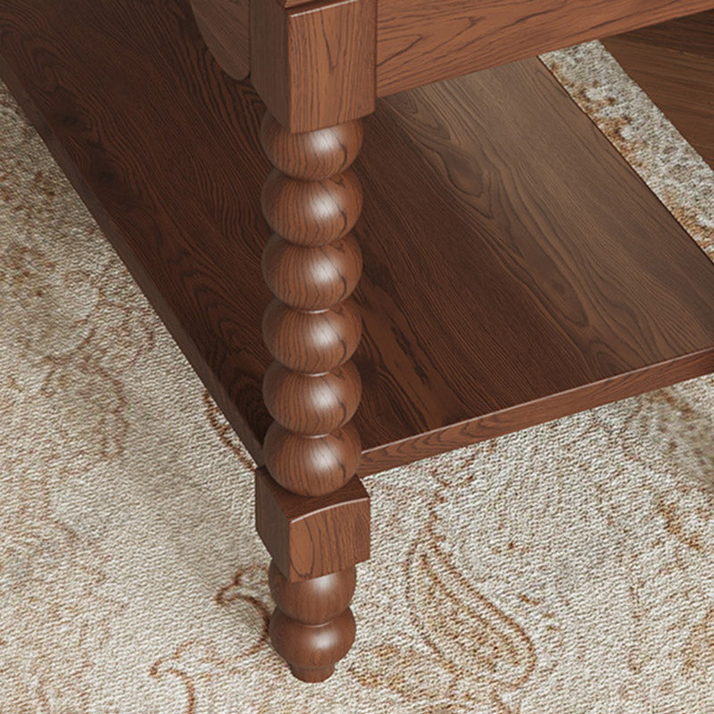 Banc à chaussures rectangulaire en bois massif traditionnel français avec tissu, pieds tournés et rangement à 2 niveaux pour entrée 