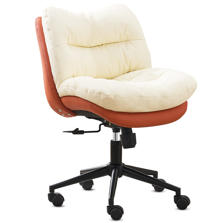 Modern Minimalist Ergonomics Solid Wood &amp; Plywood Steel Faux Leather Vanity Stool With Dual Cushions, Backrest, Adjustable Height &amp; Swivel For Bedroom