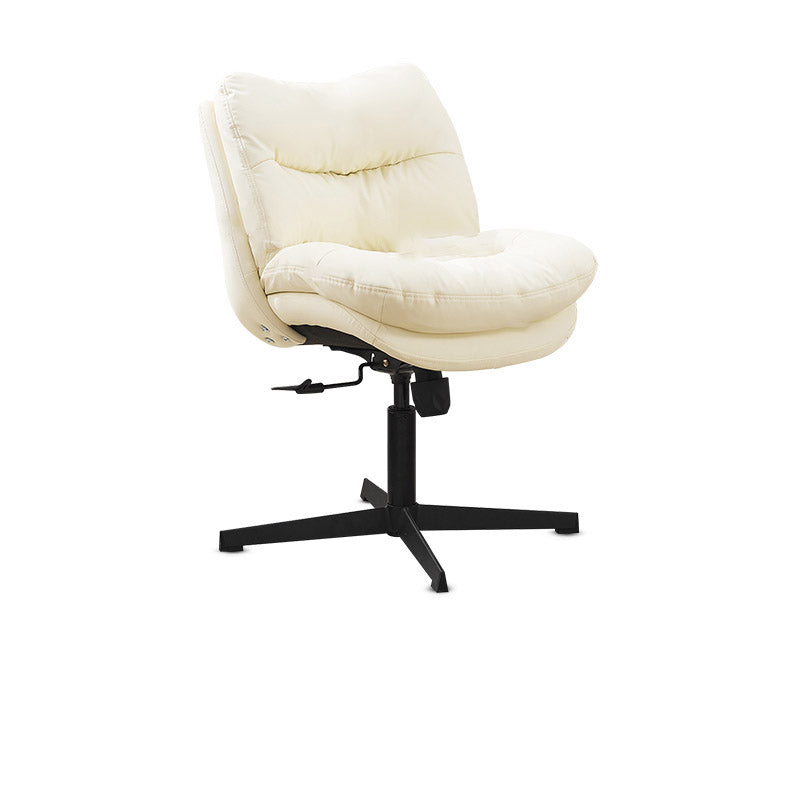Modern Minimalist Ergonomics Solid Wood &amp; Plywood Steel Faux Leather Vanity Stool With Dual Cushions, Backrest, Adjustable Height &amp; Swivel For Bedroom