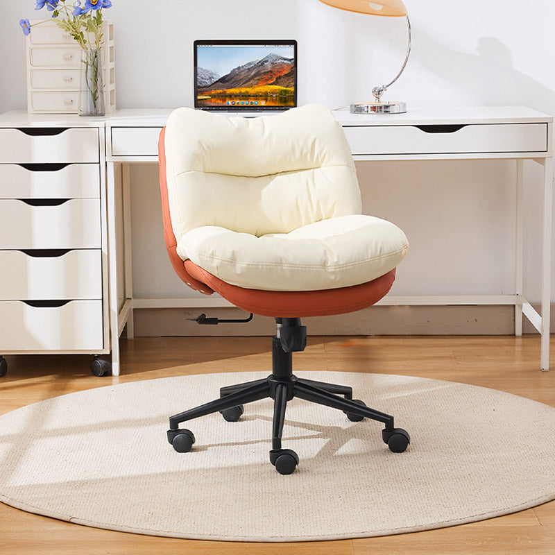 Modern Minimalist Ergonomics Solid Wood &amp; Plywood Steel Faux Leather Vanity Stool With Dual Cushions, Backrest, Adjustable Height &amp; Swivel For Bedroom