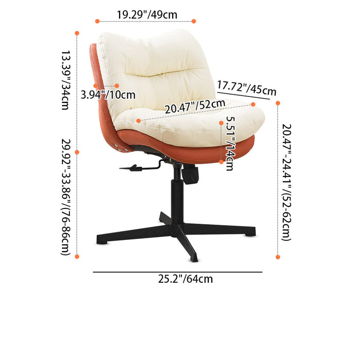 Modern Minimalist Ergonomics Solid Wood &amp; Plywood Steel Faux Leather Vanity Stool With Dual Cushions, Backrest, Adjustable Height &amp; Swivel For Bedroom
