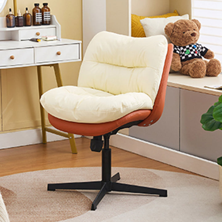 Modern Minimalist Ergonomics Solid Wood &amp; Plywood Steel Faux Leather Vanity Stool With Dual Cushions, Backrest, Adjustable Height &amp; Swivel For Bedroom