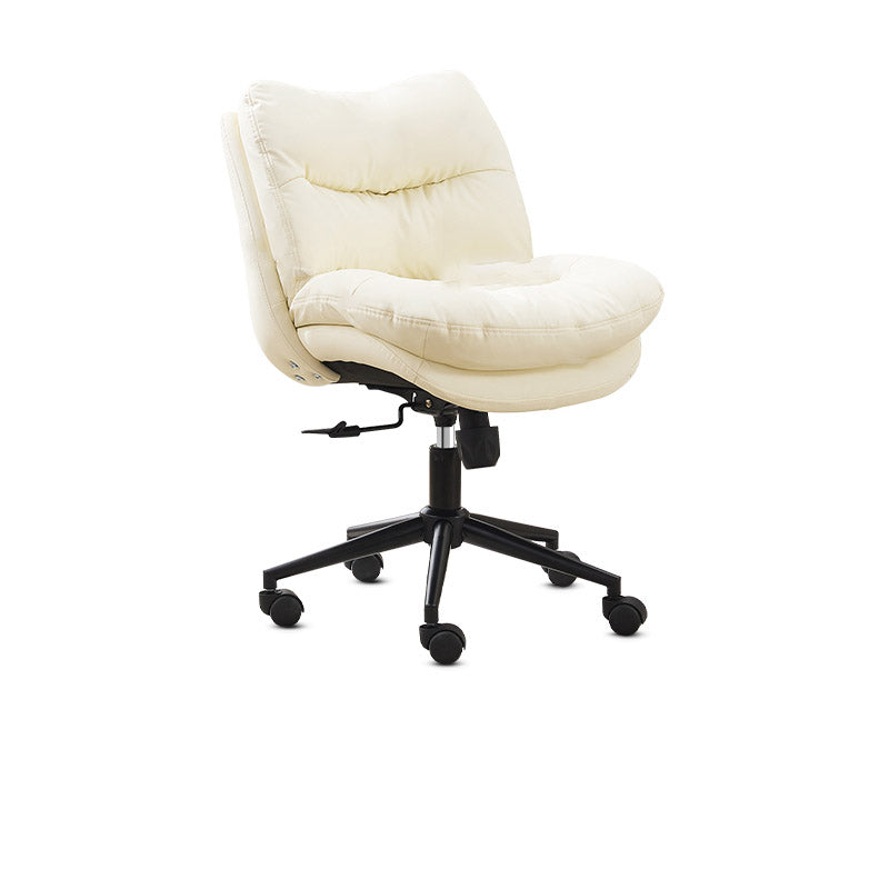 Modern Minimalist Ergonomics Solid Wood &amp; Plywood Steel Faux Leather Vanity Stool With Dual Cushions, Backrest, Adjustable Height &amp; Swivel For Bedroom