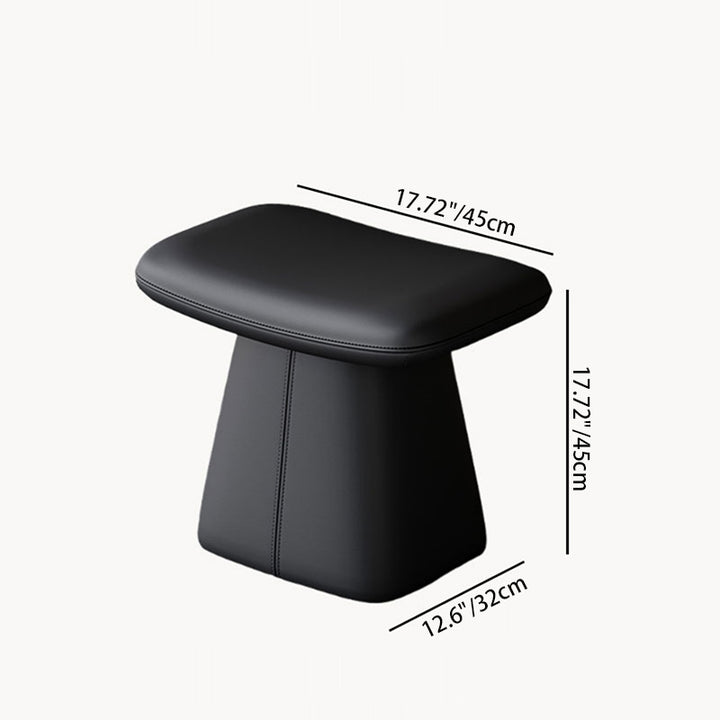 Taburete giratorio de tocador moderno de lujo de madera maciza, contrachapado y cuero, con forma rectangular redondeada, para dormitorio 