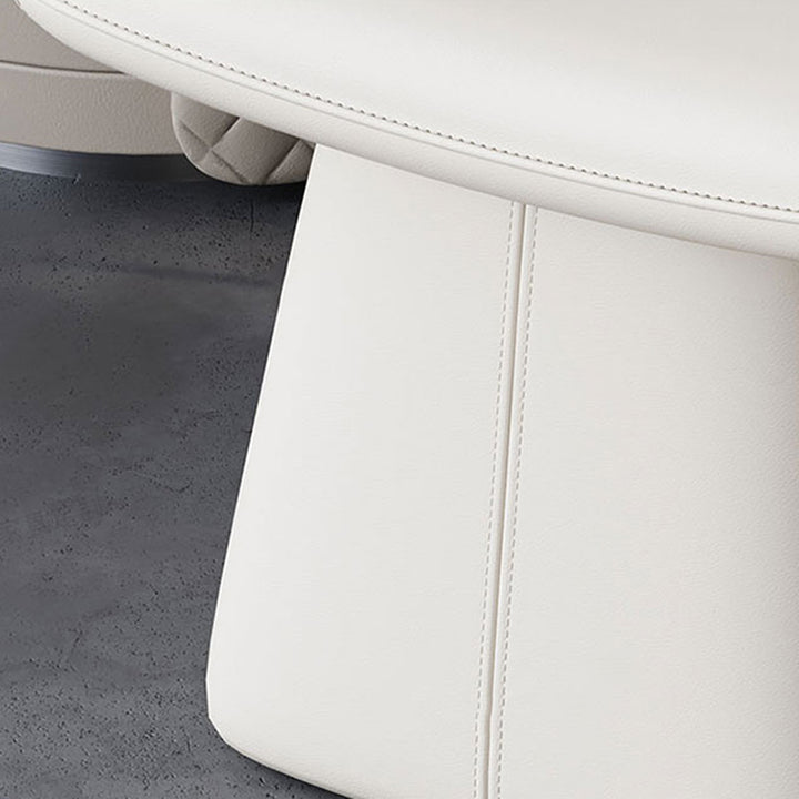 Taburete giratorio de tocador moderno de lujo de madera maciza, contrachapado y cuero, con forma rectangular redondeada, para dormitorio 