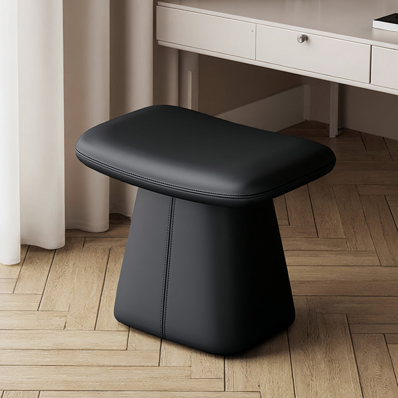 Taburete giratorio de tocador moderno de lujo de madera maciza, contrachapado y cuero, con forma rectangular redondeada, para dormitorio 