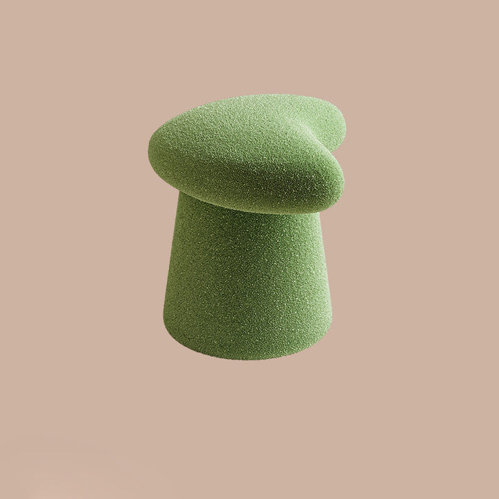 Modern Minimalist Solid Wood Plywood &amp; Sherpa Fabric Whale-Tail Cushion Vanity Stool With Cylindrical Base For Bedroom