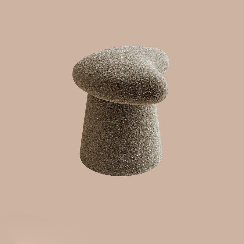 Modern Minimalist Solid Wood Plywood &amp; Sherpa Fabric Whale-Tail Cushion Vanity Stool With Cylindrical Base For Bedroom