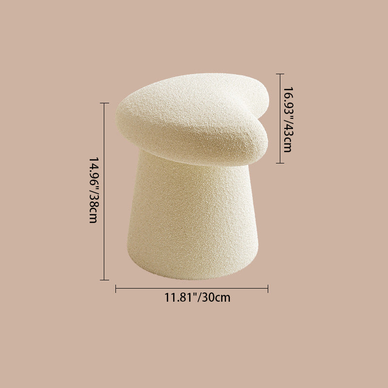 Modern Minimalist Solid Wood Plywood &amp; Sherpa Fabric Whale-Tail Cushion Vanity Stool With Cylindrical Base For Bedroom