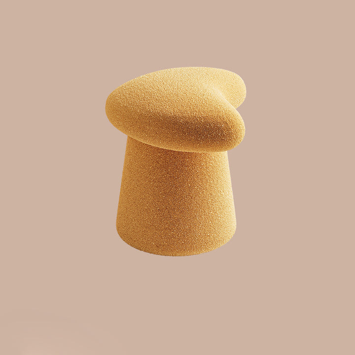 Modern Minimalist Solid Wood Plywood &amp; Sherpa Fabric Whale-Tail Cushion Vanity Stool With Cylindrical Base For Bedroom