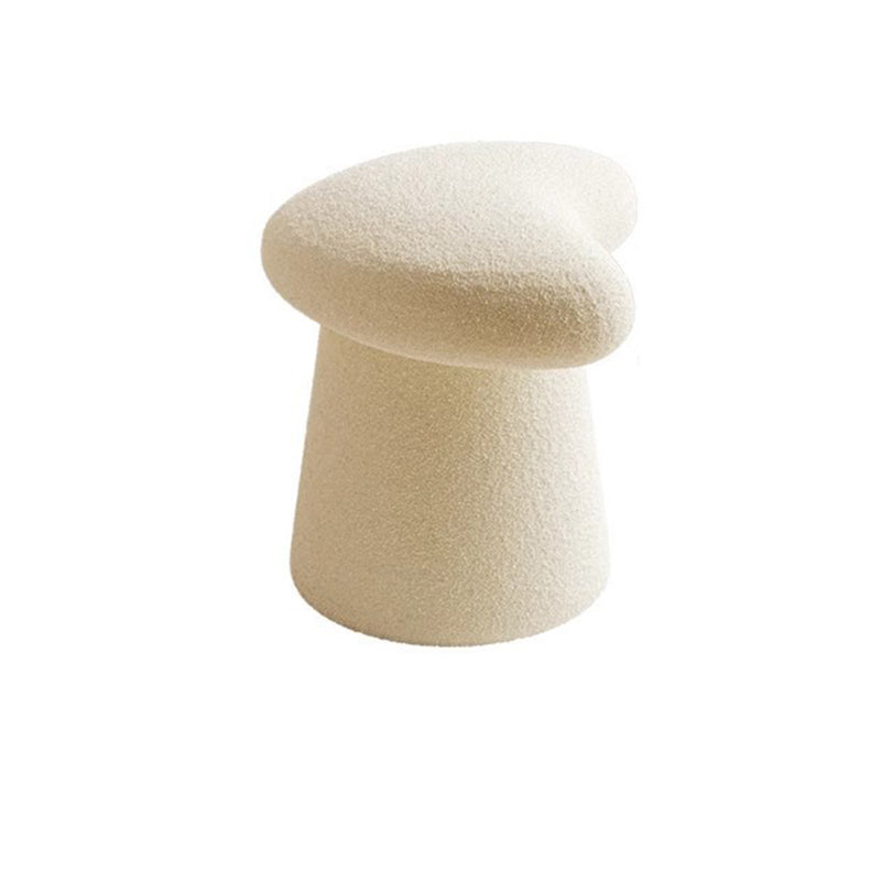 Modern Minimalist Solid Wood Plywood &amp; Sherpa Fabric Whale-Tail Cushion Vanity Stool With Cylindrical Base For Bedroom
