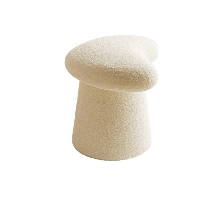 Modern Minimalist Solid Wood Plywood &amp; Sherpa Fabric Whale-Tail Cushion Vanity Stool With Cylindrical Base For Bedroom