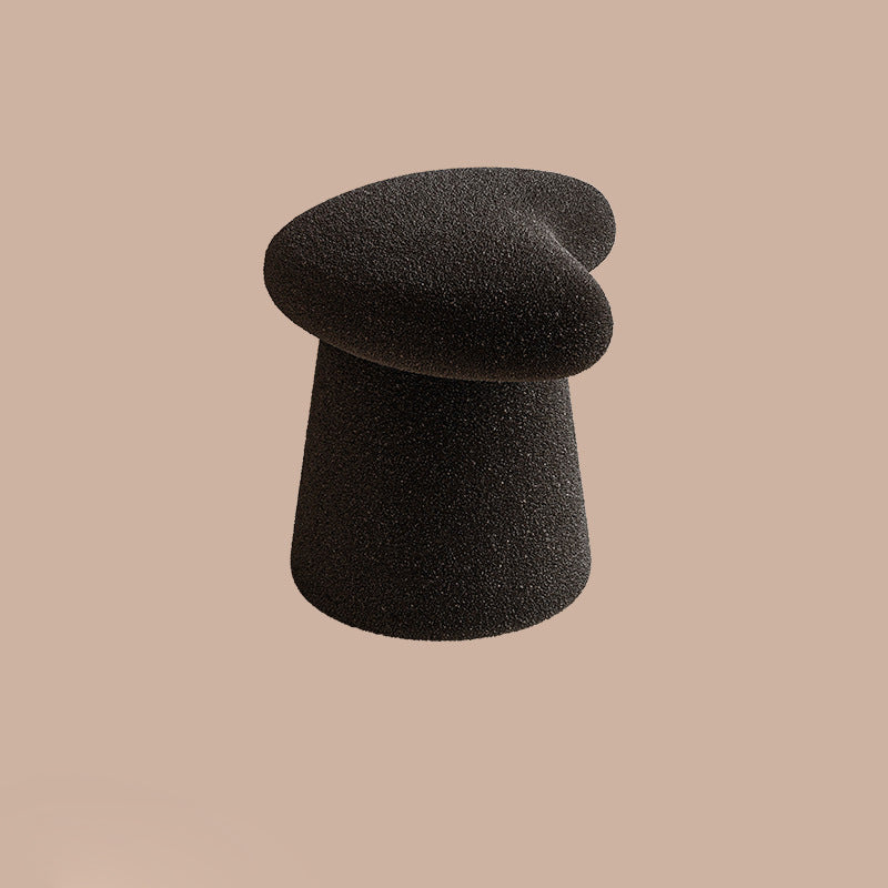 Modern Minimalist Solid Wood Plywood &amp; Sherpa Fabric Whale-Tail Cushion Vanity Stool With Cylindrical Base For Bedroom