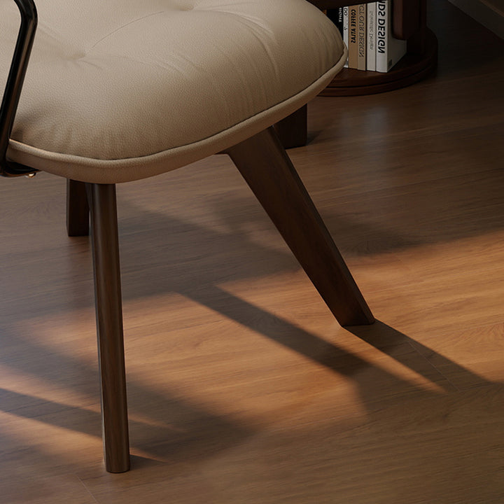 Chaise de bureau pivotante moderne minimaliste en cuir résistant aux rayures et contreplaqué en bois massif à quatre pieds - chaise de bureau avec accoudoirs et dossier pour bureau à domicile 