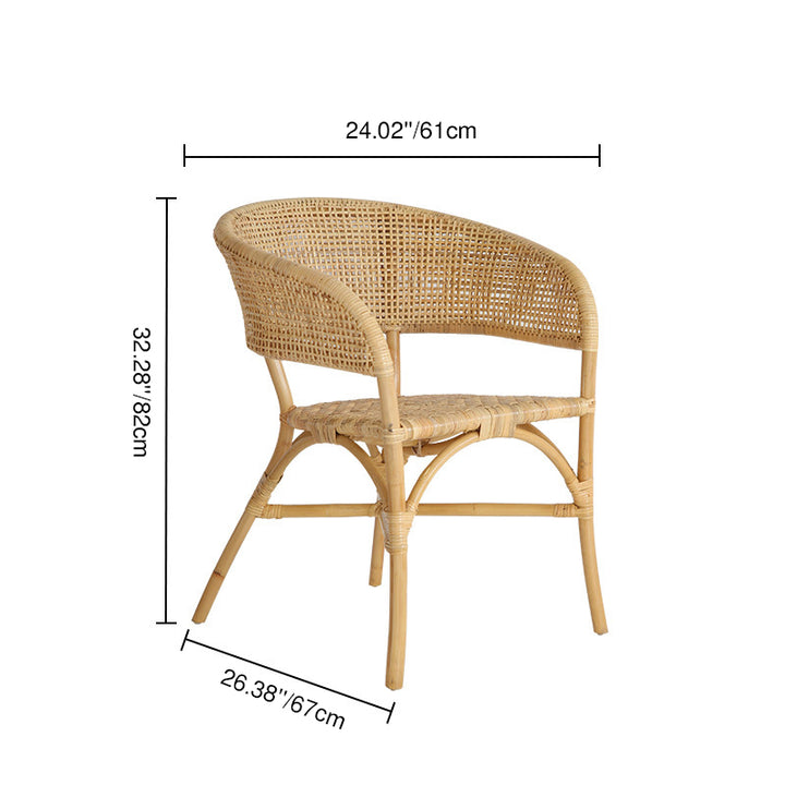 Chaise de salle à manger contemporaine en rotin naturel nordique tressé - Chaise de patio pour salle à manger et extérieur 
