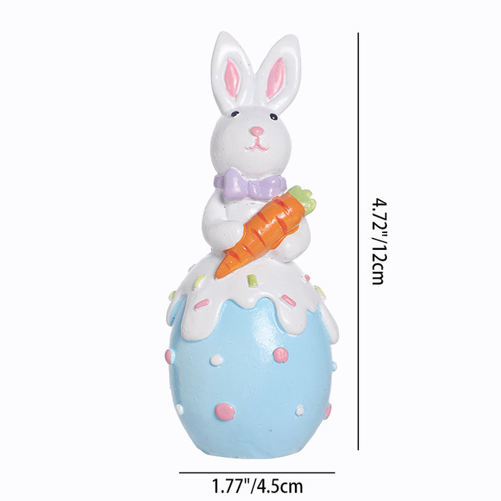 Figurine décorative contemporaine en résine de lapin de Pâques créatif avec accent œuf pour salon et décoration de fête 