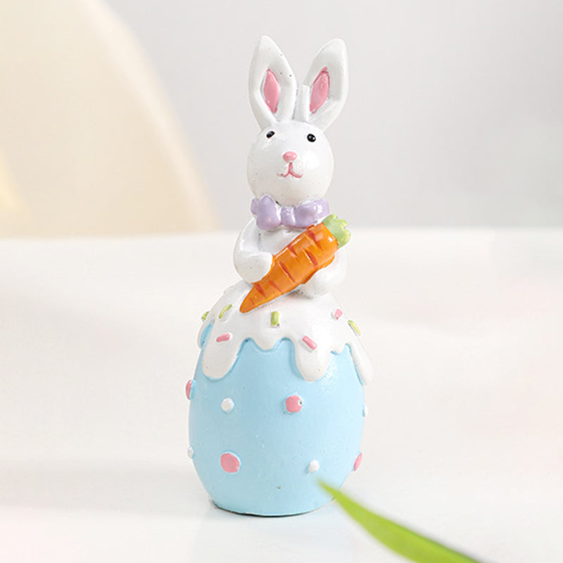 Figurine décorative contemporaine en résine de lapin de Pâques créatif avec accent œuf pour salon et décoration de fête 