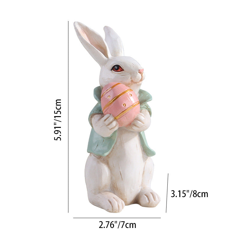 Contemporary Creative Resin Easter Bunny Carrot Figurine Decoration For Living Room Spring Home Accent