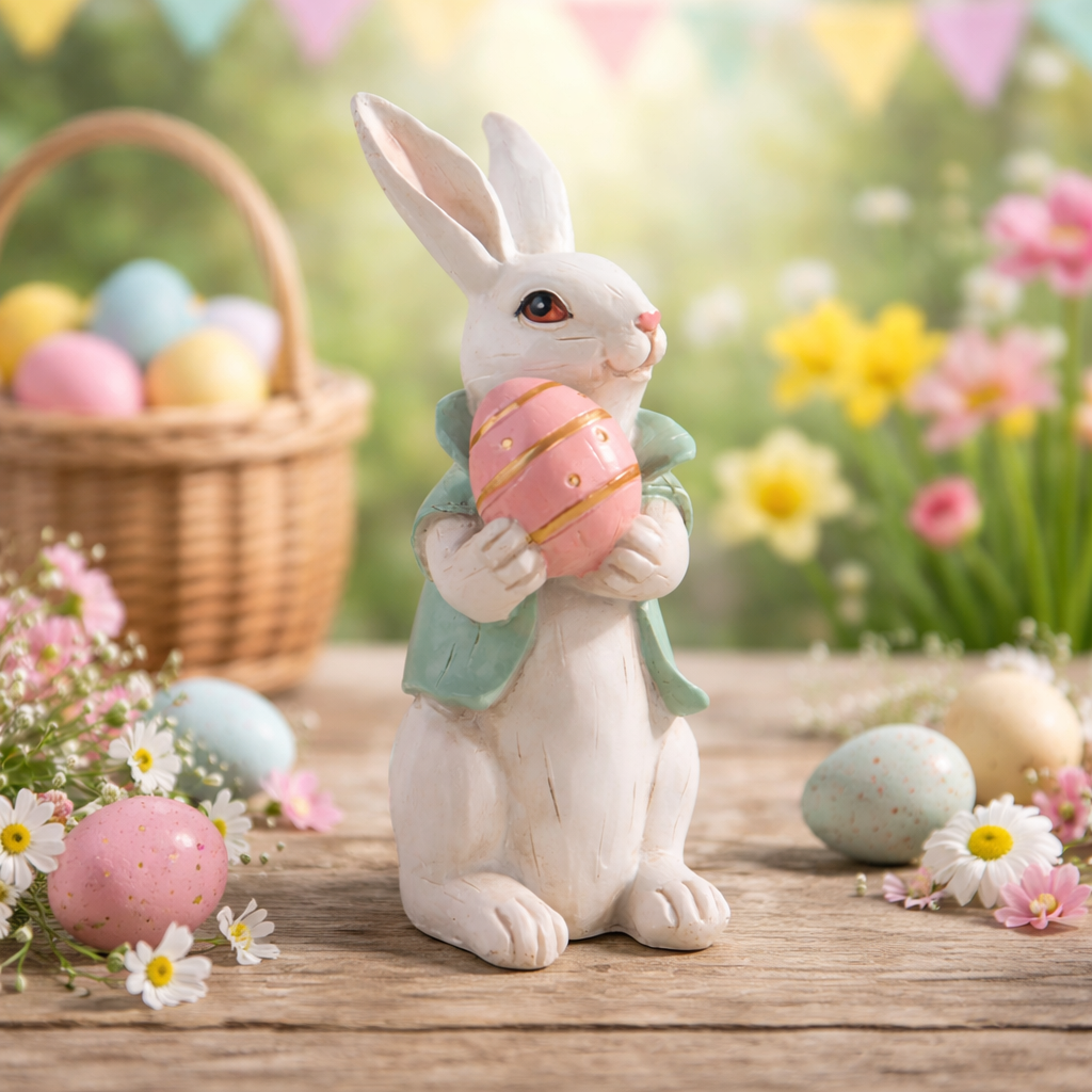 Contemporary Creative Resin Easter Bunny Carrot Figurine Decoration For Living Room Spring Home Accent