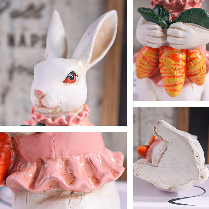 Contemporary Creative Resin Easter Bunny Carrot Figurine Decoration For Living Room Spring Home Accent