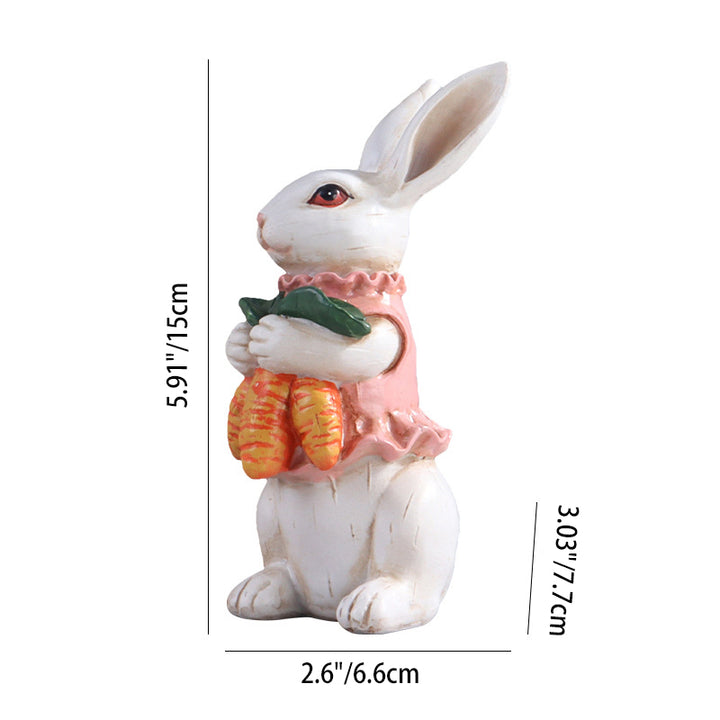 Décoration figurine lapin de Pâques en résine créative contemporaine avec carotte pour salon, accent printanier pour la maison 