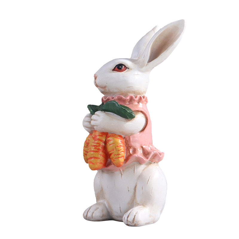 Contemporary Creative Resin Easter Bunny Carrot Figurine Decoration For Living Room Spring Home Accent