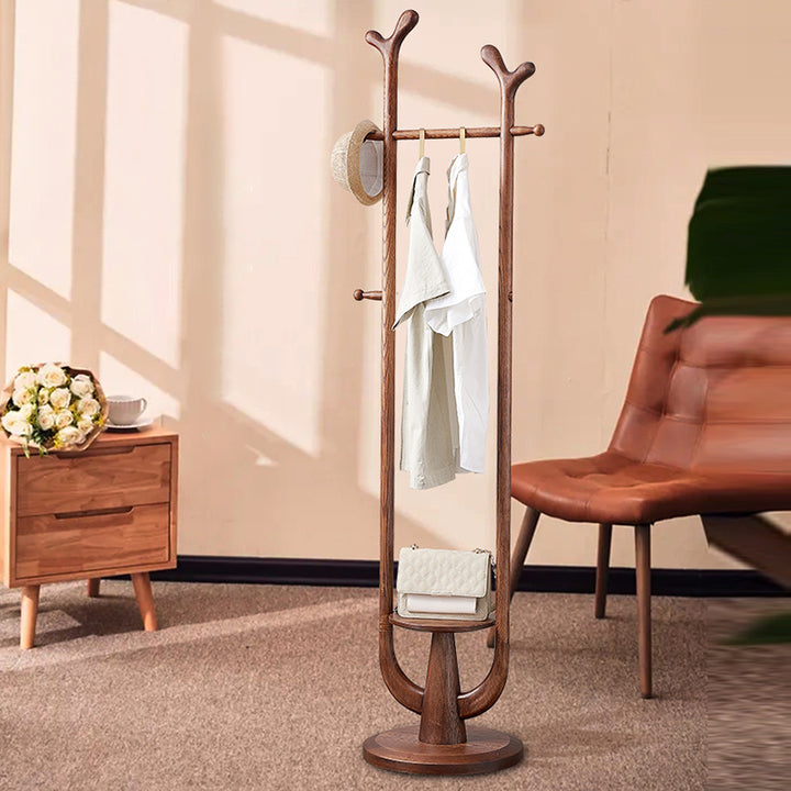 Klassischer Kleiderständer aus massivem Eschenholz – freistehende rund – BulbSquare
