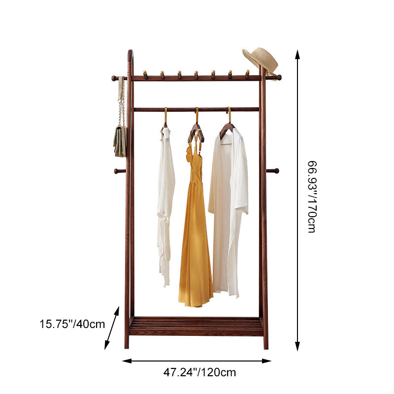 Traditional Wooden Coat Rack Stand - Solid Ash Wood Hall Tree With