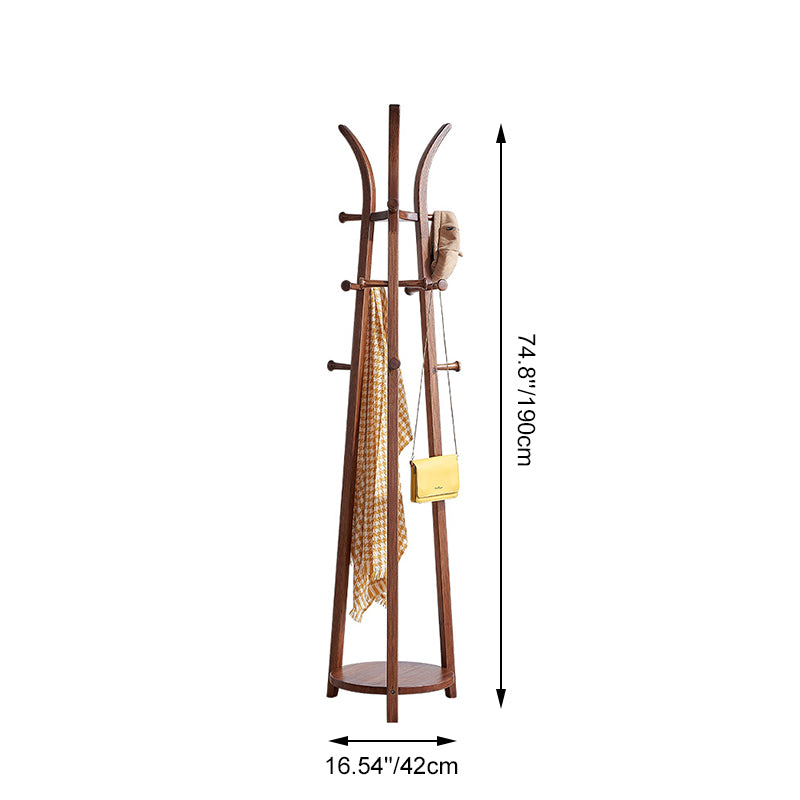 Modern Minimalist Solid Ash Wood Coat Rack Stand - Freestanding Hall Tree With Storage Shelf For Entryway