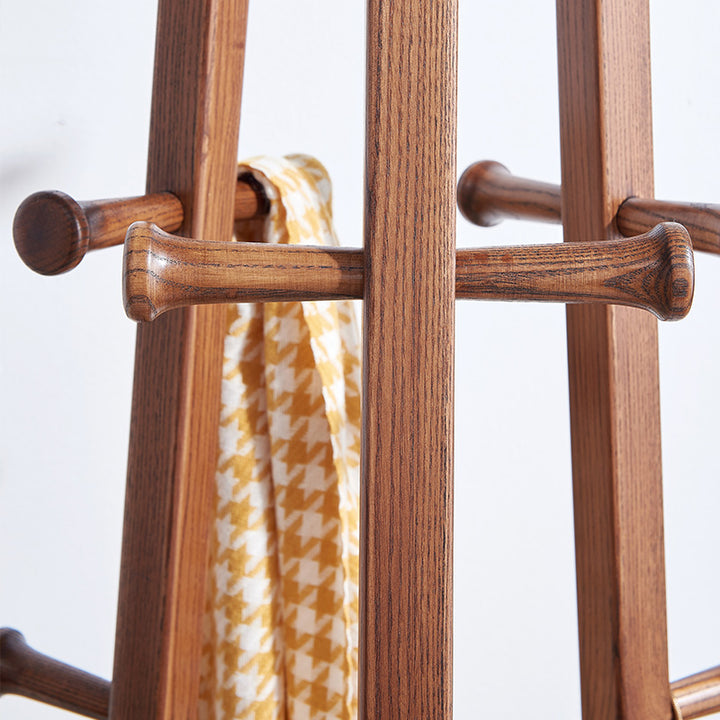 Modern Minimalist Solid Ash Wood Coat Rack Stand - Freestanding Hall Tree With Storage Shelf For Entryway
