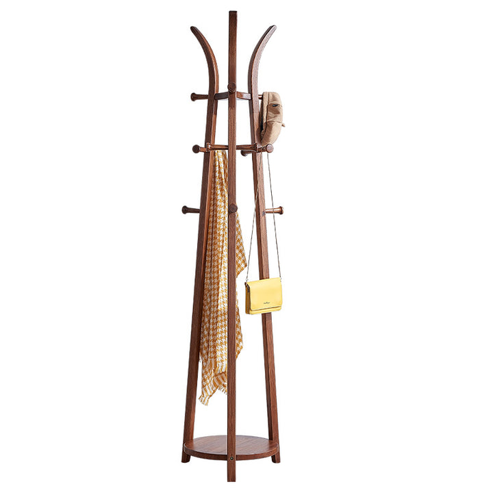 Modern Minimalist Solid Ash Wood Coat Rack Stand - Freestanding Hall Tree With Storage Shelf For Entryway