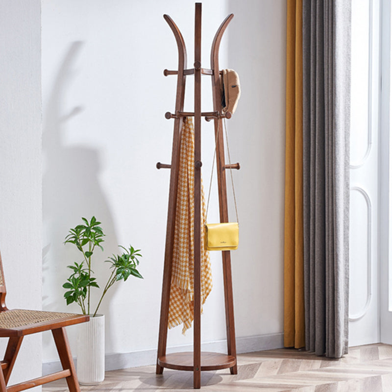Modern Minimalist Solid Ash Wood Coat Rack Stand - Freestanding Hall Tree With Storage Shelf For Entryway
