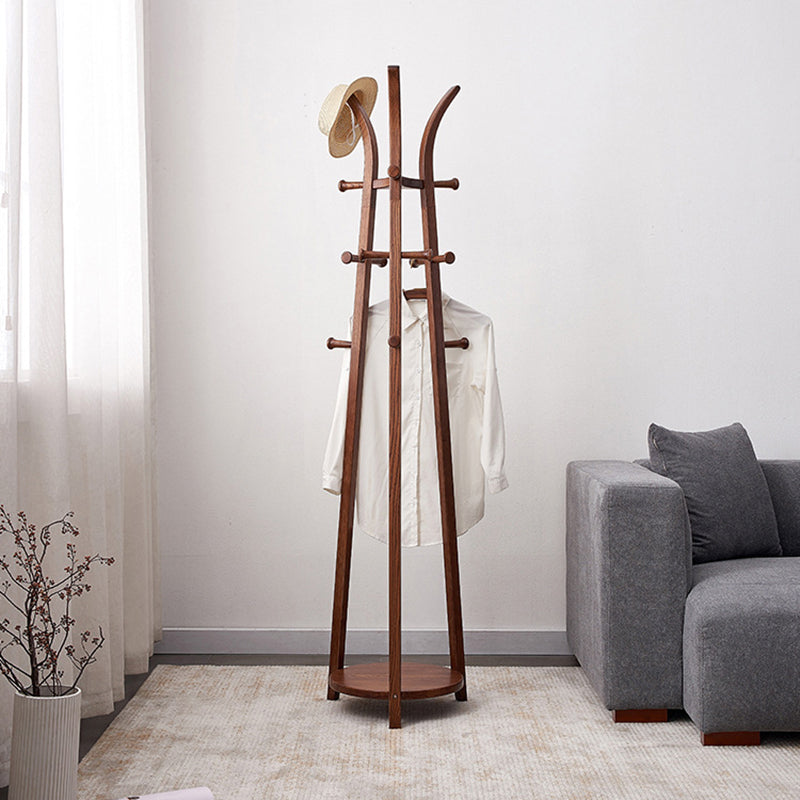 Modern Minimalist Solid Ash Wood Coat Rack Stand - Freestanding Hall Tree With Storage Shelf For Entryway