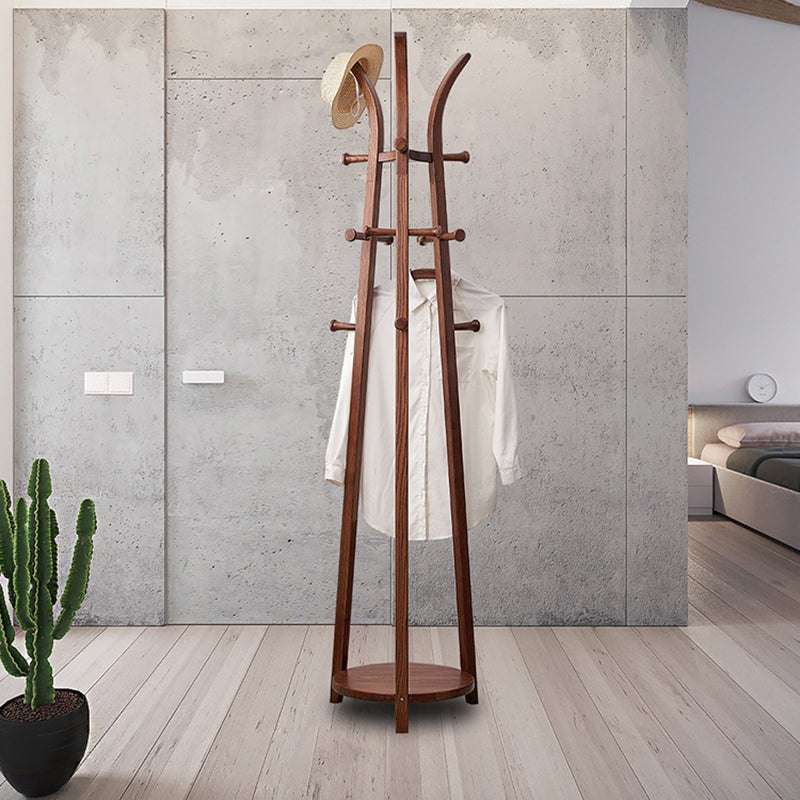 Modern Minimalist Solid Ash Wood Coat Rack Stand - Freestanding Hall Tree With Storage Shelf For Entryway