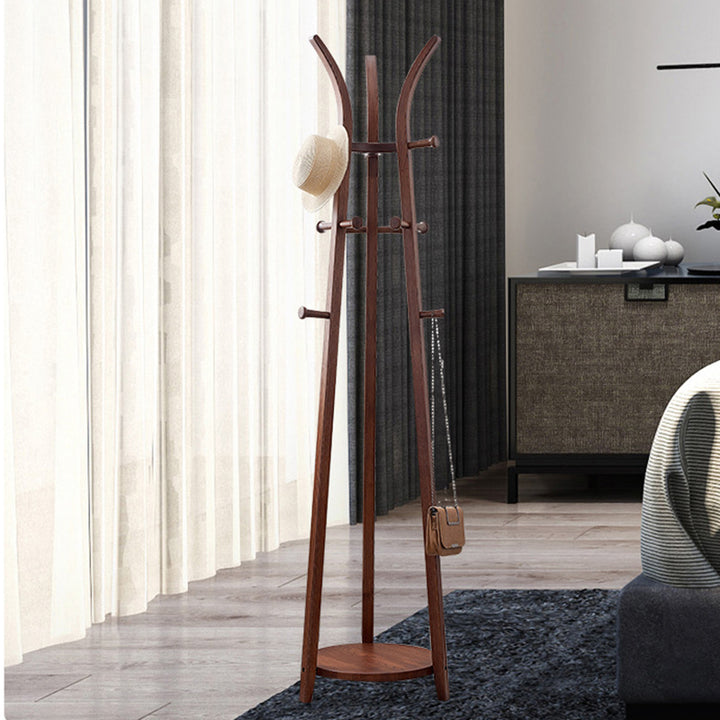 Modern Minimalist Solid Ash Wood Coat Rack Stand - Freestanding Hall Tree With Storage Shelf For Entryway