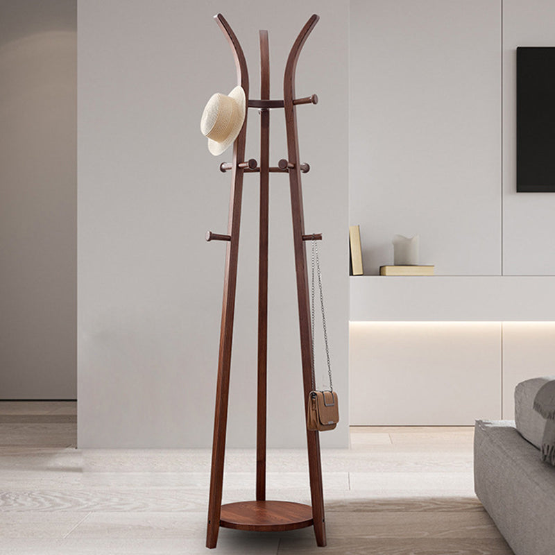 Modern Minimalist Solid Ash Wood Coat Rack Stand - Freestanding Hall Tree With Storage Shelf For Entryway
