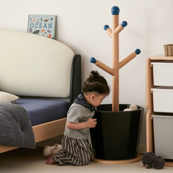 Contemporary Creative Solid Beech Wood Kids Coat Rack - Adjustable Height Children’s Floor Standing Clothes &amp; Backpack Organizer Hall Tree For Bedroom