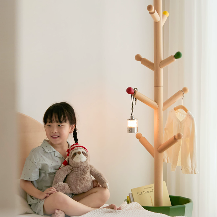 Contemporary Creative Solid Beech Wood Kids Coat Rack - Adjustable Height Children’s Floor Standing Clothes &amp; Backpack Organizer Hall Tree For Bedroom