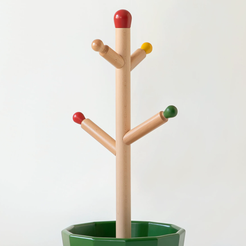 Contemporary Creative Solid Beech Wood Kids Coat Rack - Adjustable Height Children’s Floor Standing Clothes &amp; Backpack Organizer Hall Tree For Bedroom