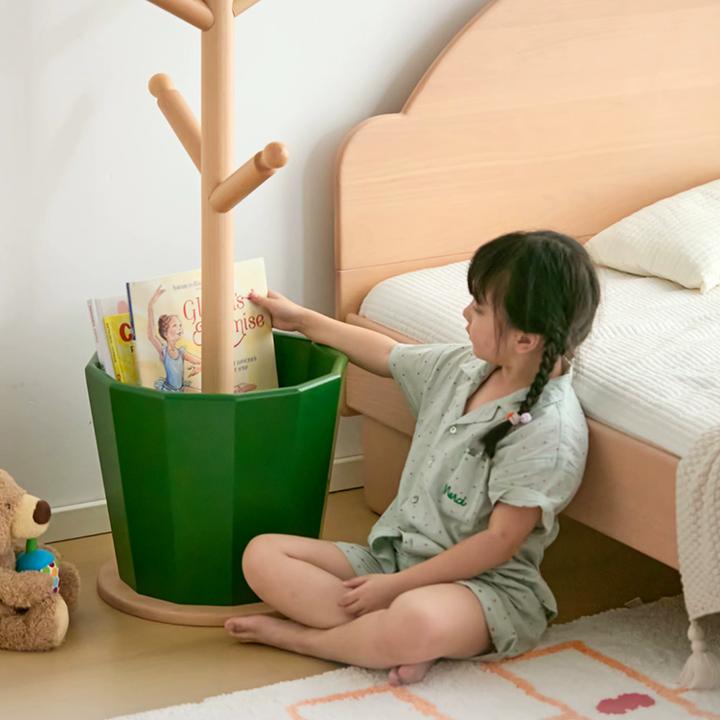 Contemporary Creative Solid Beech Wood Kids Coat Rack - Adjustable Height Children’s Floor Standing Clothes &amp; Backpack Organizer Hall Tree For Bedroom