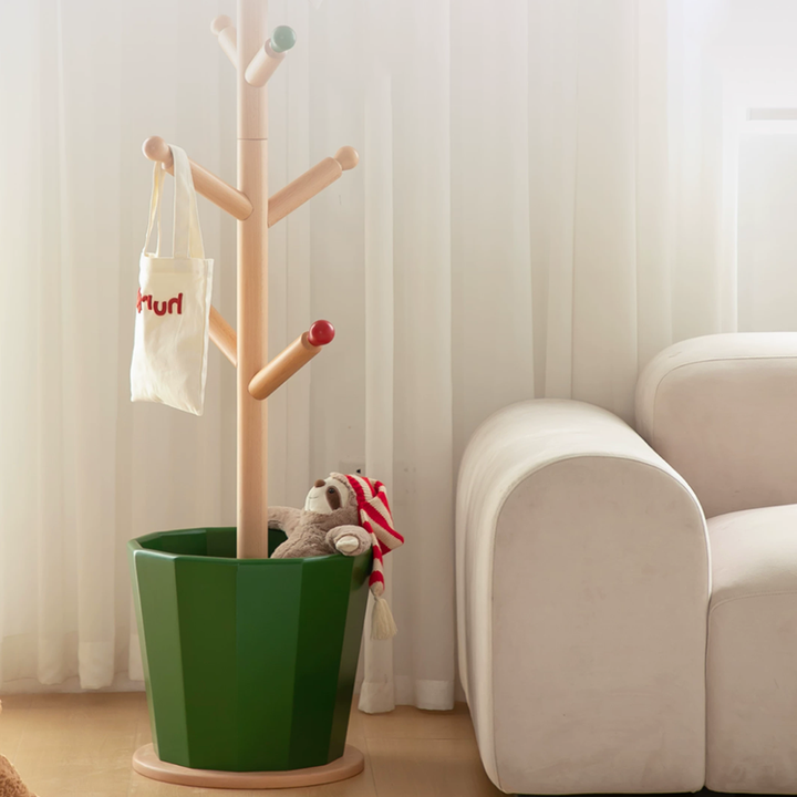 Contemporary Creative Solid Beech Wood Kids Coat Rack - Adjustable Height Children’s Floor Standing Clothes &amp; Backpack Organizer Hall Tree For Bedroom