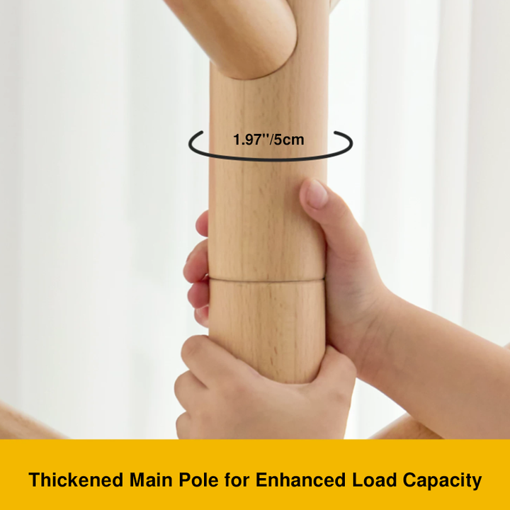 Contemporary Creative Solid Beech Wood Kids Coat Rack - Adjustable Height Children’s Floor Standing Clothes &amp; Backpack Organizer Hall Tree For Bedroom